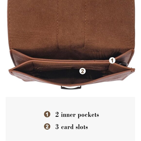 Small Crossbody Bag Synthetic Leather Teen Girls Gift Phone Purse Wallet - Picture 5 of 7